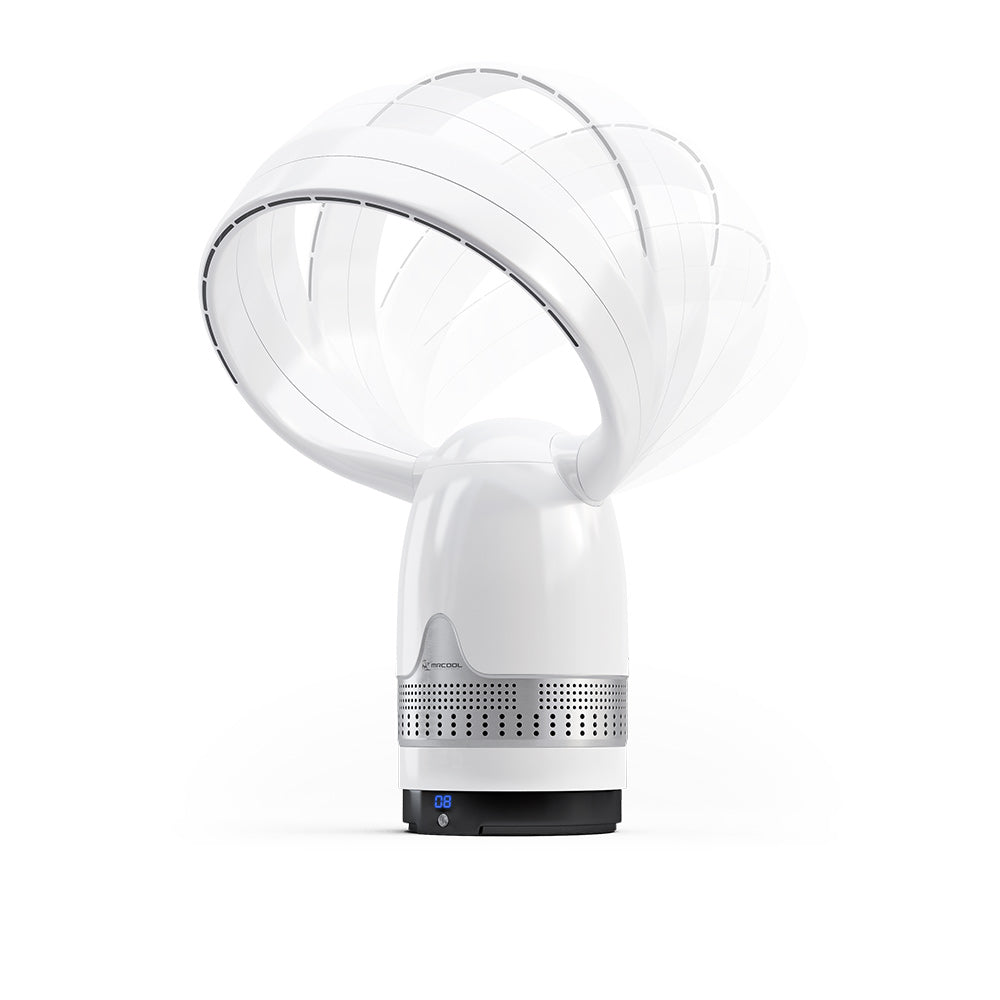 MRBREEZE Silver Circle Bladeless Fan and Air Purifier