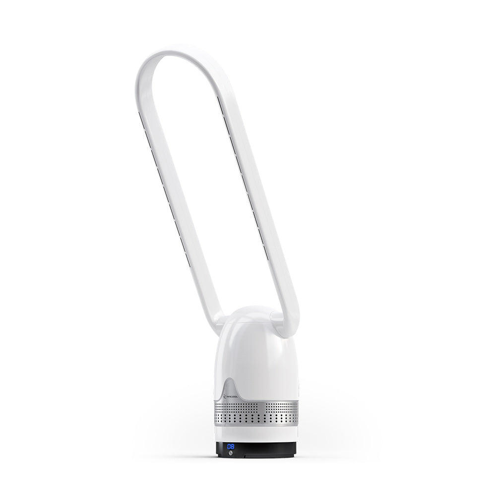 MRBREEZE Silver Oval Bladeless Fan and Air Purifier