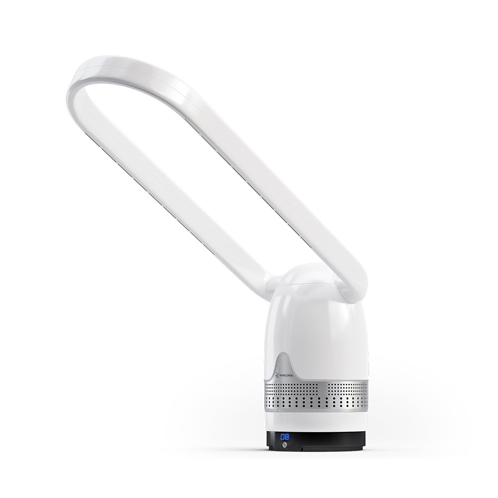 MRBREEZE Silver Oval Bladeless Fan and Air Purifier