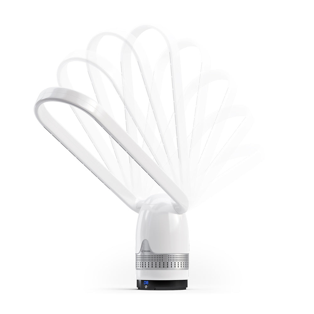 MRBREEZE Silver Oval Bladeless Fan and Air Purifier