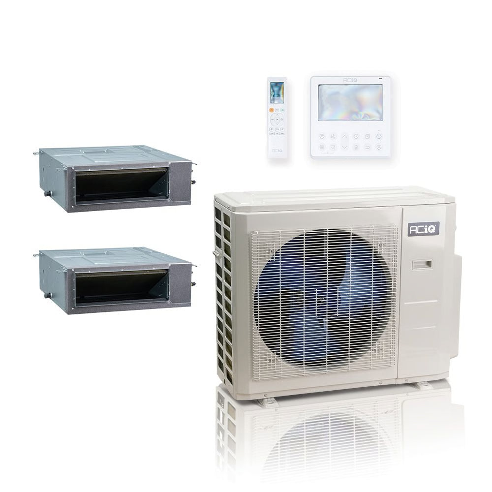 18,000 BTU 20 SEER2 ACiQ Standard 2-Zone Concealed Duct Mini Split System | R454B | 230v - 9+9