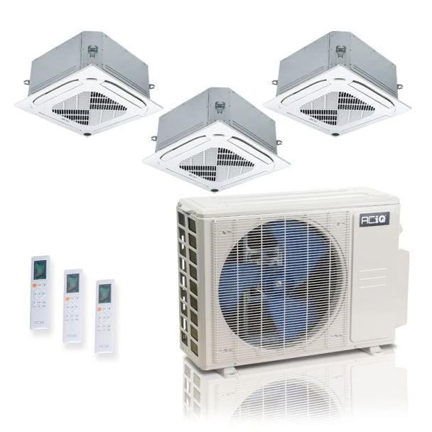 27,000 BTU 25 SEER2 ACiQ Standard 2-Zone Ceiling Cassette Mini Split System | R454B | 230v - 9+9