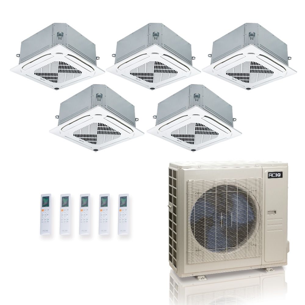 55,000 BTU 22 SEER2 ACiQ Standard 5-Zone Ceiling Cassette Mini Split System | R454B | 230v - 9+9+18+18+18