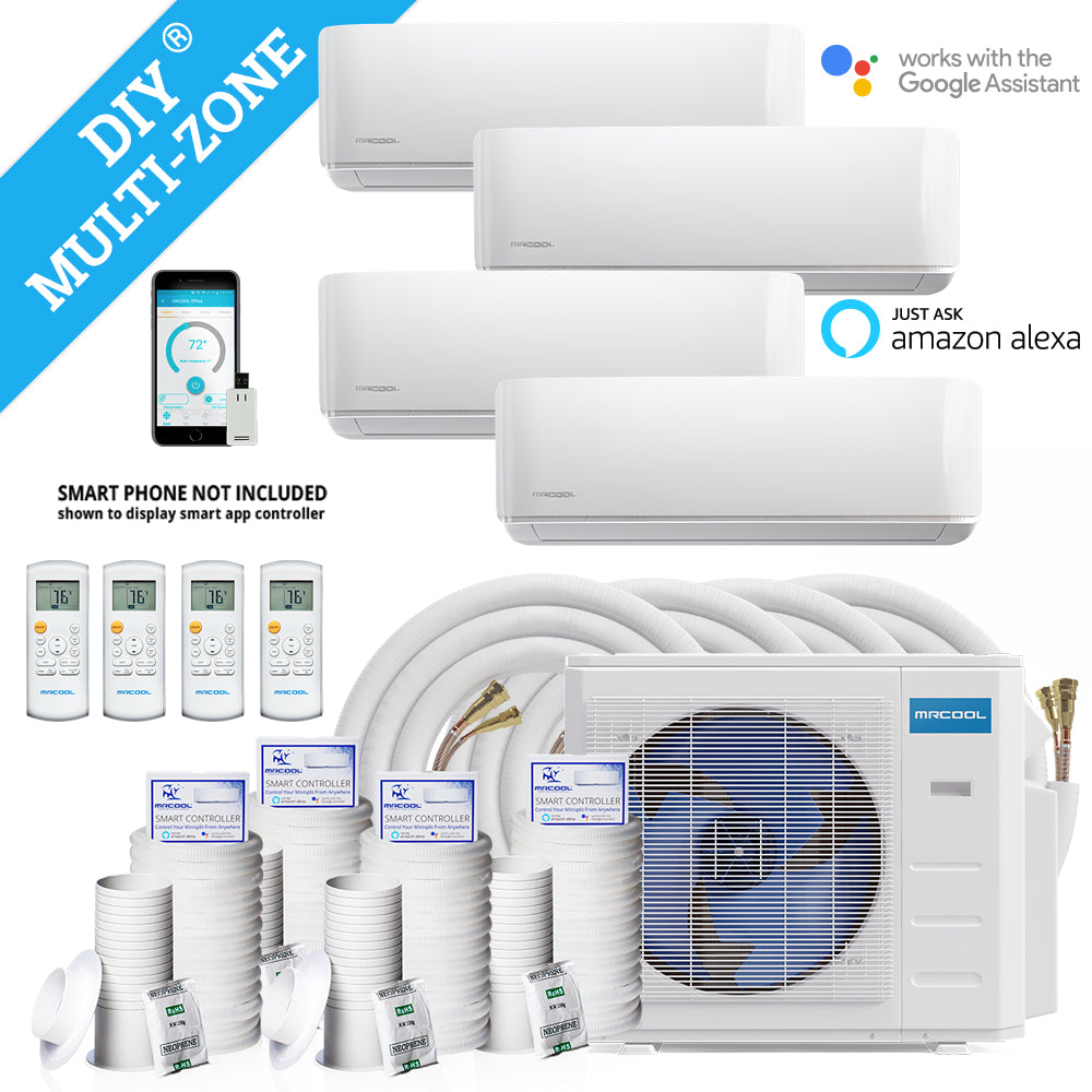 DIY 36,000 BTU 3 Ton 4-Zone Ductless Mini-Split Air Conditioner and Heat Pump Condenser - 230V/60Hz
