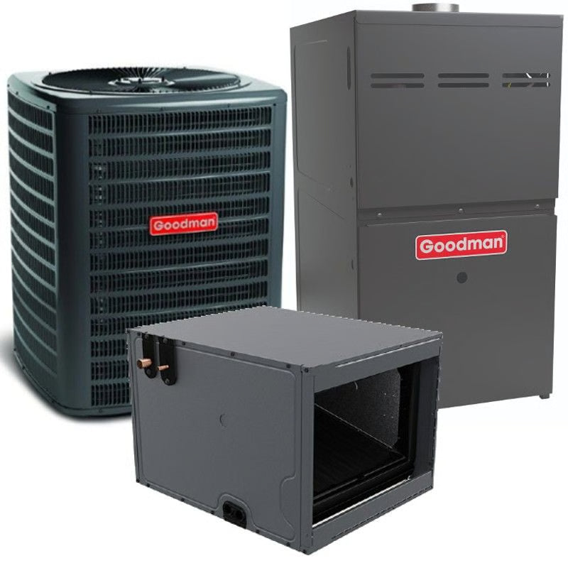 1.5 Ton 15.2 SEER2 80% AFUE 40,000 BTU Goodman Gas Furnace and R32 Air Conditioner System - Horizontal