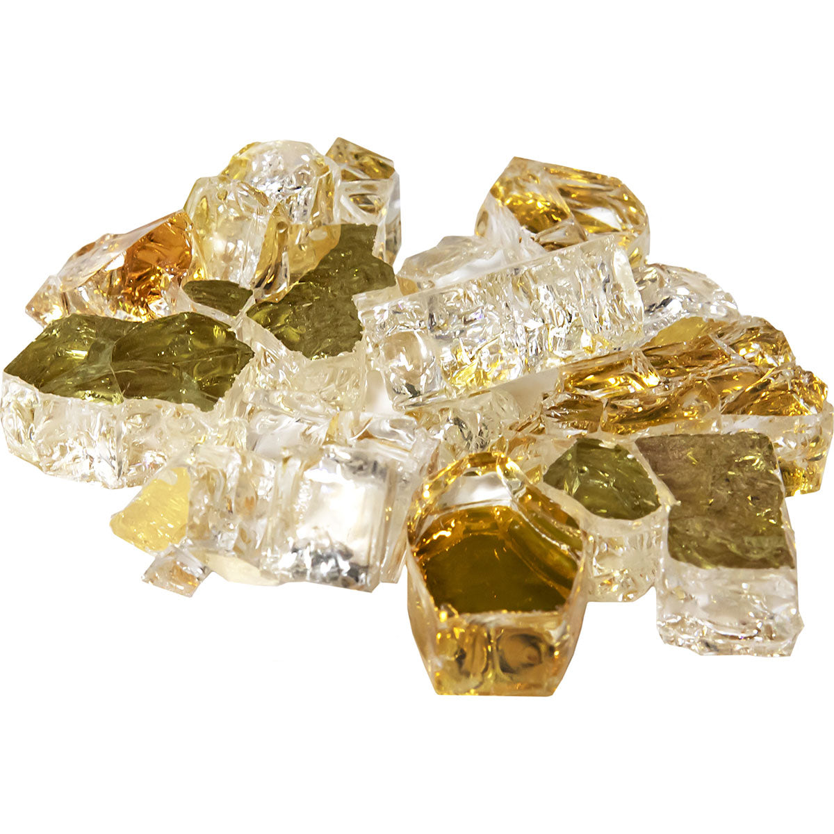 1/2" Amber Diamond Reflective Fire Glass (Amber) - 10lb Bag